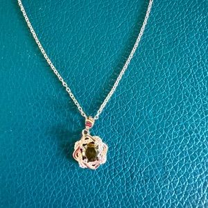 .925 Sterling Silver Peridot CZ Necklace